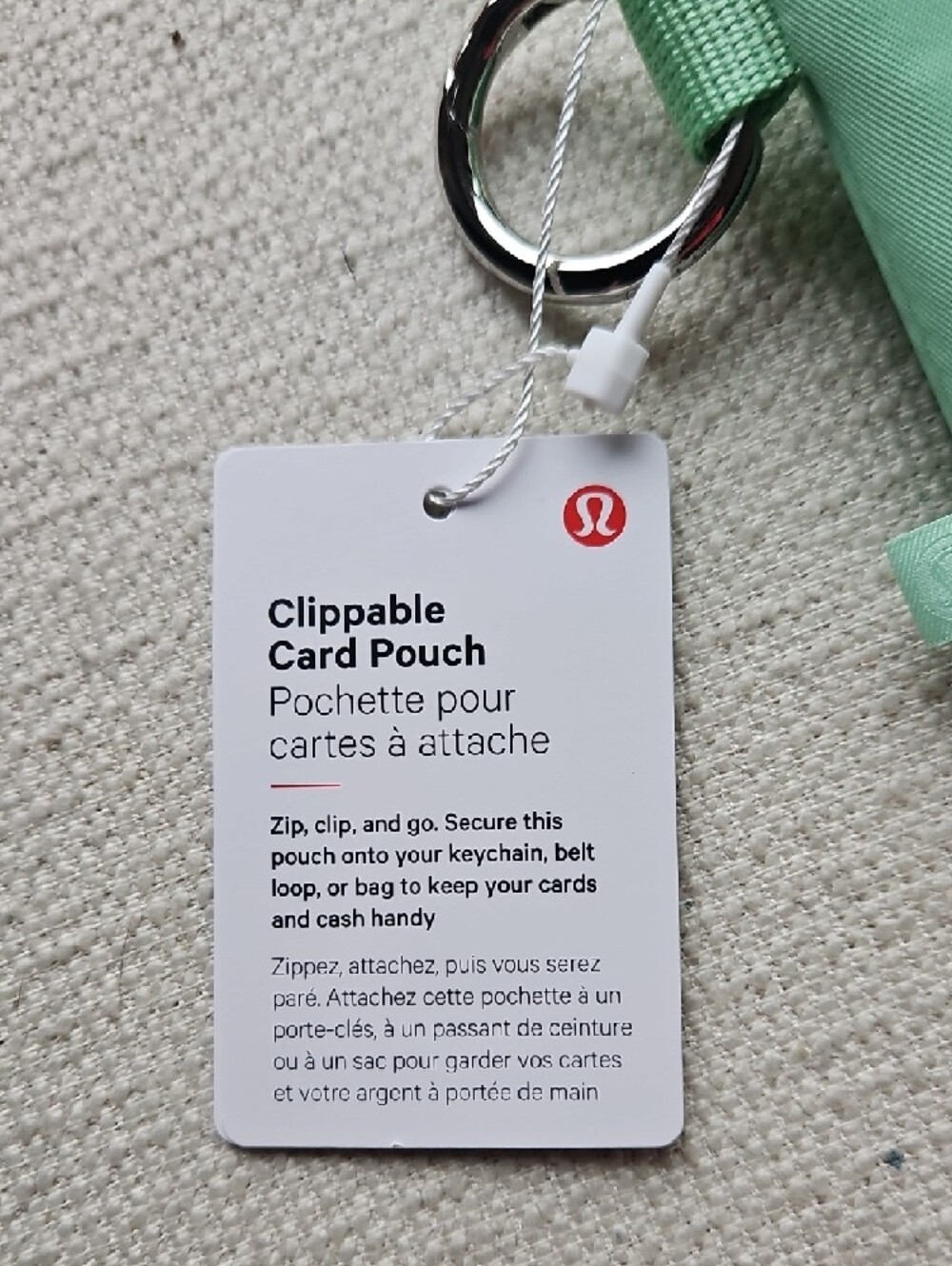 lululemon Mint Green Clippable Card Pouch - Picture 10 of 13